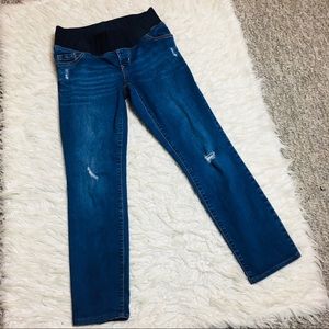 Old Navy Distressed Maternity Skinny Jeans Low Rise Knit Panel Size 4